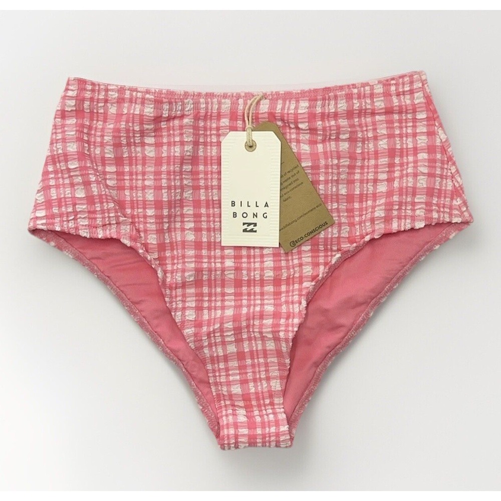 Billabong Bikini Bottom Pink Gingham High Waistedβ Retro / Women's Small